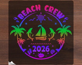 Vintage Beach Crew 2026 Ready To Press, Family Summer Cruise Heat Transfer, Retro Girls Beach Trip Iron On, Friends Summer Vacation DTF