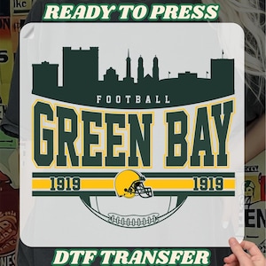 Green Bay Football Ready To Press, Retro Packers Gameday Heat Transfer, Vintage Green Bay Packers Iron On Decal, Green Bay Skyline DTF Print