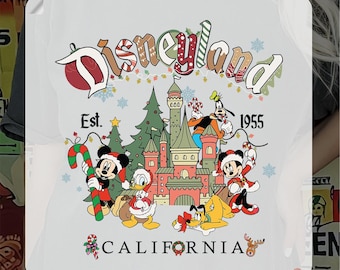 Disneyland Est. 1955 California Christmas Ready To Press, Disney Mickey and Friends Iron On, Retro Disney Matching Family Trip Heat Transfer