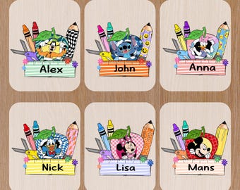 Custom Name Disney Back to School Ready To Press, Personalized Mickey and Friends First Day of School Iron On, Toddler School Heat Transfer