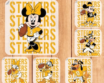 Disney Pittsburgh Football Ready To Press, Disney Steelers Heat Transfer, Pittsburgh Game day, Disney Mickey Friends Steelers Iron On Decal