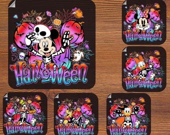Disney Neon Halloween All Characters Heat Transfer, Mickey's Not So Scary Halloween DTF, Mickey and Friends Spooky Skeleton Ready To Press