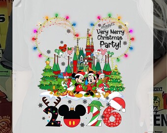 Mickey's Very Mery Christmas Party Ready To Press, Mickey and Friends Xmas 2026 Heat Transfer, Disney Family Matching Christmas Iron On