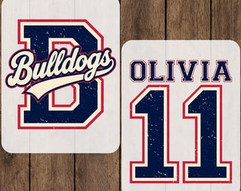 Custom Name Distressed Bulldogs Ready To Press, Retro Personalized Mascot Heat Transfer, Vintage Matching School Team Iron On, Cheer Mom DTF