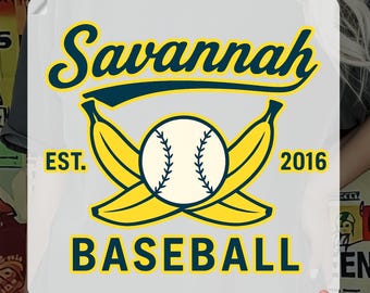 Retro Savannah Baseball DTf Transfer, Funny Banana Baseball Heat Press, Baseball Lover Gift, Funny Game Day Iron on, Baseball Season Fan DTF