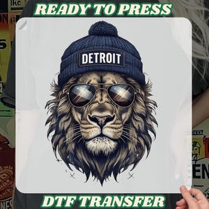 Detroit Football Lion Mascot DTF Transfer, Detroit Football Heat Press, Game Day , Michigan Football Iron on, Sunday Football Ready to Press