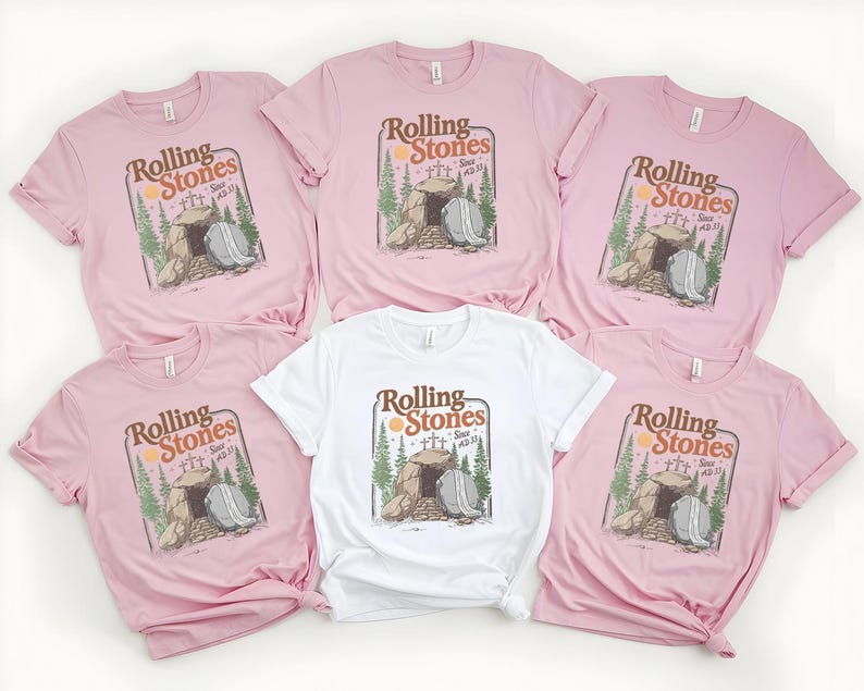 Rolling Stones Since AD 33 Iron on, Easter Christian Empty Tomb DTF Print, Jesus Christian Ready To Press, Vintage Religious Heat Transfer bild 7