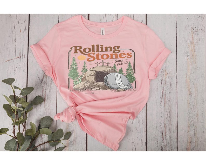 Rolling Stones Since AD 33 Iron on, Easter Christian Empty Tomb DTF Print, Jesus Christian Ready To Press, Vintage Religious Heat Transfer bild 6
