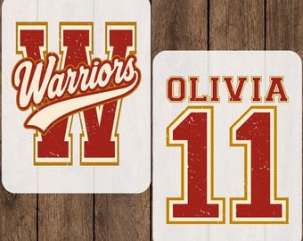 Custom Name Distressed Warriors Ready To Press, Retro Personalized Mascot Heat Transfer, Vintage Matching School Team Iron On, Cheer Mom DTF