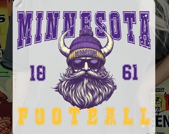 Vintage Minnesota Football Ready To Press, Distressed Vikings Mascot Dtf Transfer, Minnesota Game Day Iron on, Cool Vikings Heat Transfer