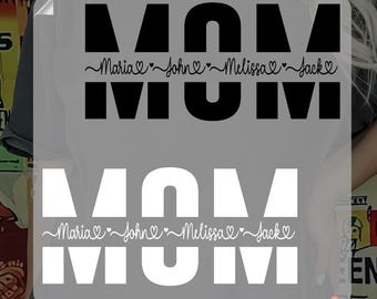 Custom Mom Ready To Press DTF, Personalized Mama Gift, Mother's Day Gift, Personalized Name Heat Transfer, Children Name Mom Iron On Decal