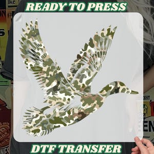 Camo Duck Hunting DTF Transfer, camo duck silhouette Heat Press, Vintage Camo Iron on, Hunting Season Dtf, old school camo, Southern girl