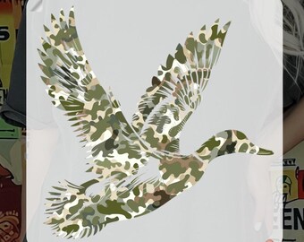 Camo Duck Hunting DTF Transfer, camo duck silhouette Heat Press, Vintage Camo Iron on, Hunting Season Dtf, old school camo, Southern girl