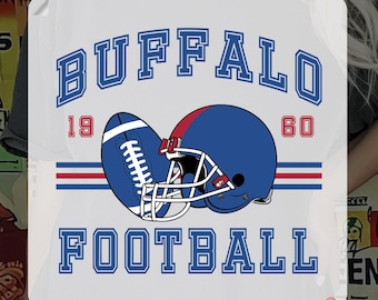 Buffalo Football 1960 Ready To Press, Bills Game Day Iron On, Vintage 1960 Bills Helmet & Ball Heat Transfer, Buffalo New York Football DTF