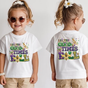 Let the Good Times Roll DTF , Matching Mardi Gras Heat Transfer, Fleur De Lis Beads Faux Glitter Iron On, Funny Mardi Gras Ready To Press image 7