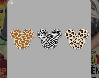 Disney Animal Safari Kingdom Ready To Press, Disney Mickey Heat Transfer, Mickey Head Cheetah Iron On, Mickey Leopard Family Vacation DTF