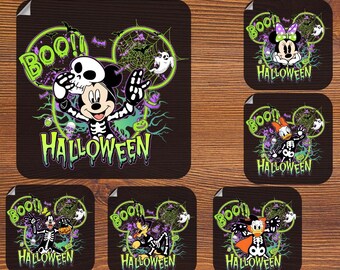 Disney Neon Halloween All Characters DTF, Mickey's Not So Scary Halloween Heat Transfer, Mickey and Friends Spooky Skeleton Ready To Press