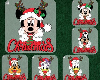Disney Characters Christmas DTF Transfer, Mickey Minnie Christmas Heat Press, Disney Christmas Party Iron on, Matching Disney Christmas DTF
