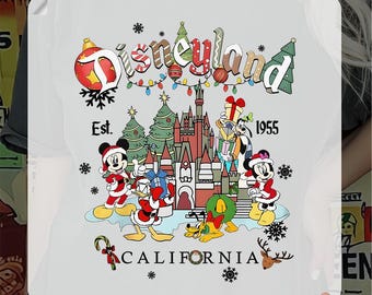 Retro Disneyland Est. 1955 California Christmas Ready To Press, Disney Mickey and Friends Iron On, Disney Matching Family Trip Heat Transfer