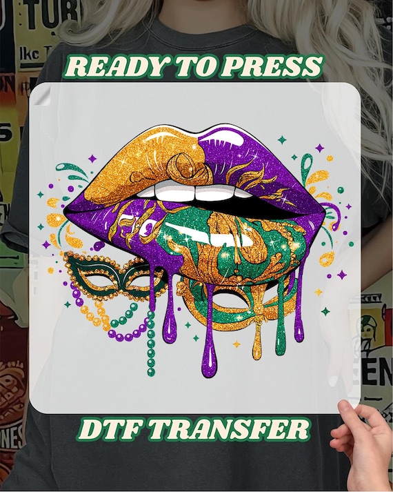 Mardi Gras Lip Ready To Press, Mardi Gras Party DTF Print, Funny Mardi Gras Heat Transfer, New Orleans Iron On, Mardi Gras Breads dtf Design