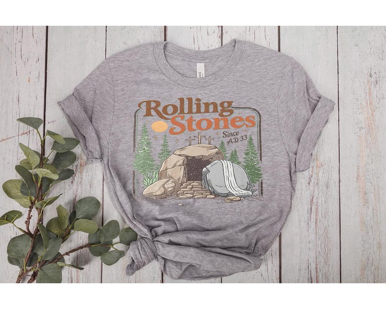 Rolling Stones Since AD 33 Iron on, Easter Christian Empty Tomb DTF Print, Jesus Christian Ready To Press, Vintage Religious Heat Transfer bild 10