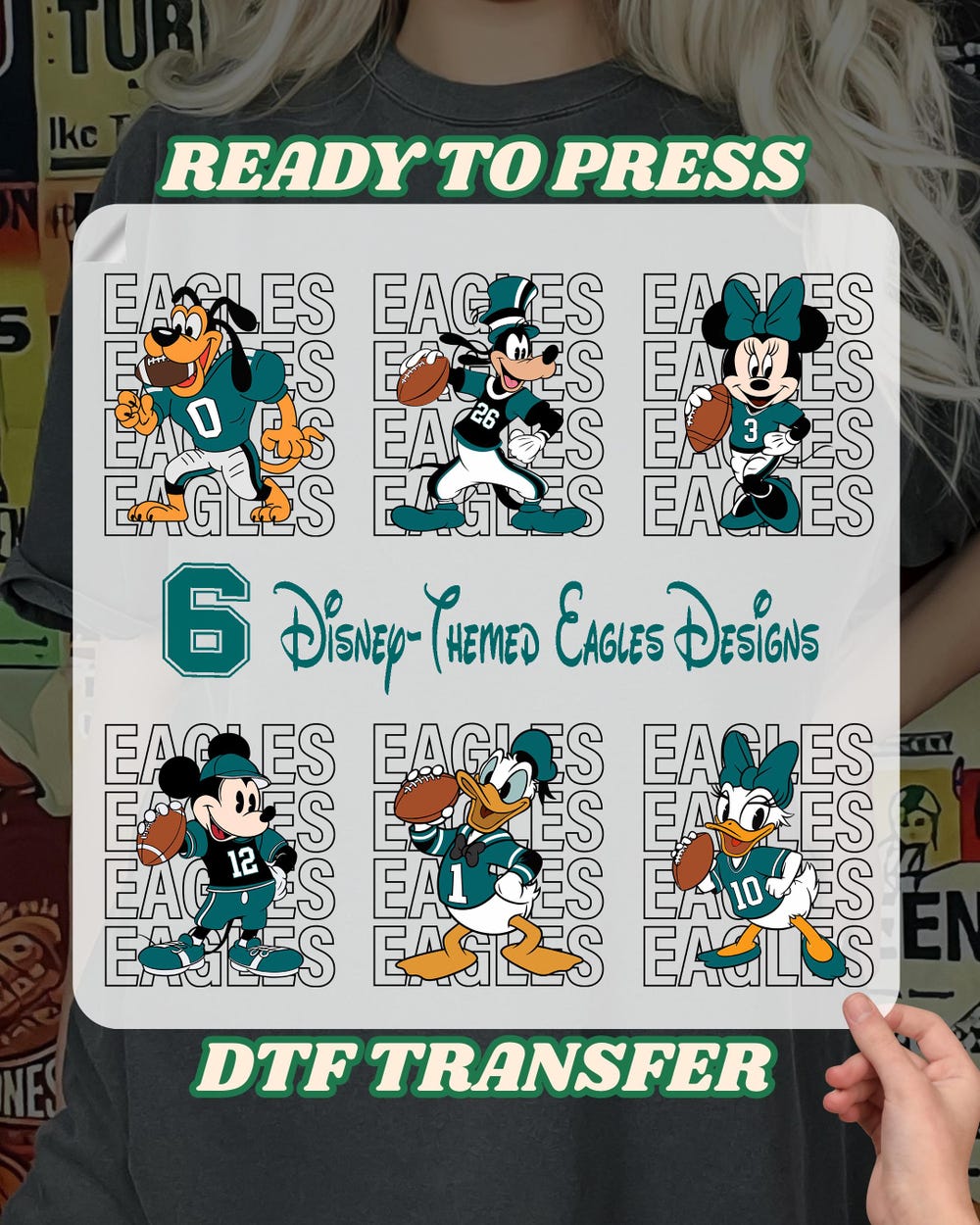 Disney Philadelphia Football Dtf Transfer, Disney Eagles Football Dtf, Disney Game Day Dtf, Disney Mickey & Friends American Football Dtf Tshirtbazaar Fans