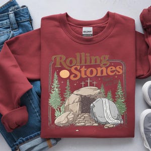 Rolling Stones Since AD 33 Iron on, Easter Christian Empty Tomb DTF Print, Jesus Christian Ready To Press, Vintage Religious Heat Transfer bild 8