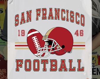 San Francisco 1946 Football shirt transfer, Game Day dtf, Faithful to the Bay DTF, Classic Niners Heat press, Vintage Red & Gold 49ers DTF