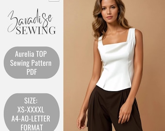 Aurelia Top Sewing Pattern: Women's Shirt (PDF) ZR014