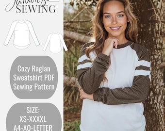 Cozy Raglan Sweatshirt PDF Sewing Pattern US 2-30 (A0 A4 US Letter Sizes) ZR052