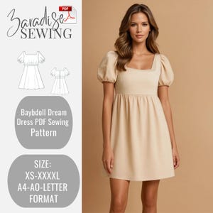 Baybdoll Traumkleid PDF Schnittmuster Plus Size 6-30, anfängerfreundlich, US letter-A4-A0 Format-ZaradiiseSewing