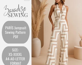 Paris Jumpsuit Sewing Pattern: Summer Style (Digital Download)- ZR032