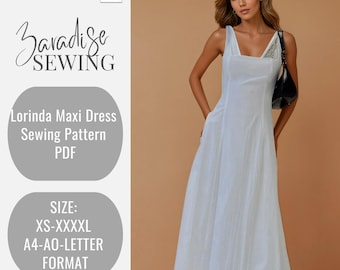 Lorinda Maxi Dress Sewing Pattern: Cocktail, Bridal Gown (PDF) ZR044