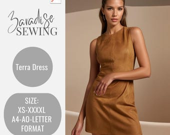 Terra Mini Kleid Schnittmuster, U-Boot Ausschnitt, XS-4XL (PDF Download ZR013