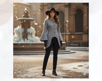 Lined Button-Front Midi Coat Sewing Pattern (PDF Download)