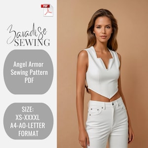 Patrón de costura para top de armadura de ángel / Patrón fácil para principiantes + Tutorial ilustrado fácil / Tallas XS - XXXXL / A0, A4 y Carta EE. UU.