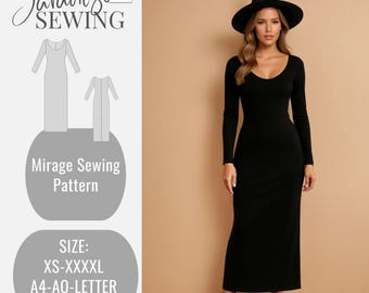Mirage Sewing Pattern: Gothic Witch Maxi Dress, Long Sleeve (Digital Download)