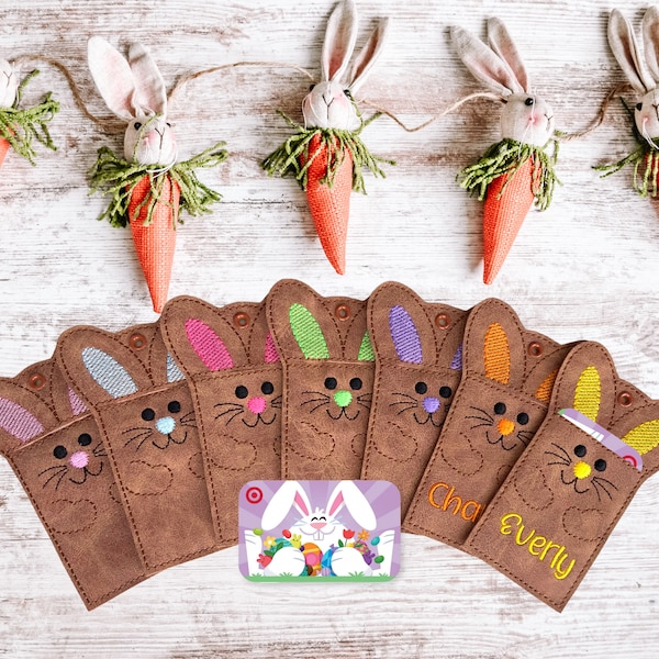 Easter Gift Card Holders, Personalized Gift Card Holders, Easter Basket Stuffer, Easter Basket Filler, Easter Money, Brown Easter Bunny