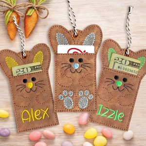 Personalized Brown Easter Bunny Money & Gift Card Holder, Easter Basket Stuffer