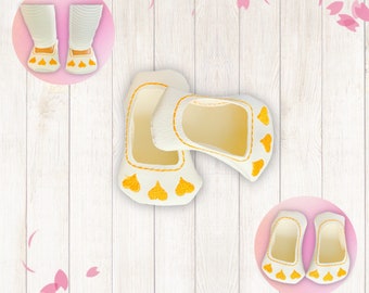 18 Inch Doll Shoes | White Slip-On Sneakers with Gold Hearts