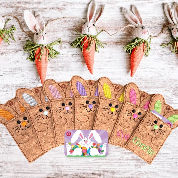 Easter Gift Card Holders, Personalized Gift Card Holders, Easter Basket Stuffer, Easter Basket Filler, Easter Money, Brown Easter Bunny Cork