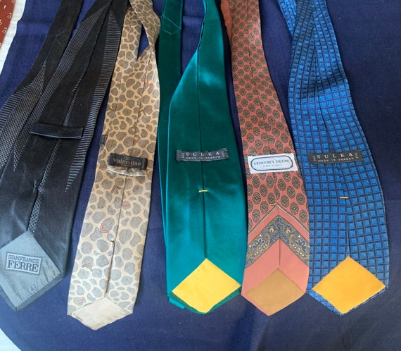 5 Designer Ties by Sulka, Ferre, Valentino, and G… - image 2