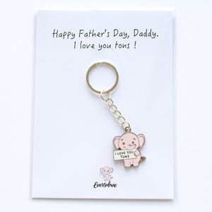 Je t'aime des tonnes de porte-clés éléphant en émail avec carte de message, cadeau de fête des pères, unique pour papa, meilleur cadeau pour papa