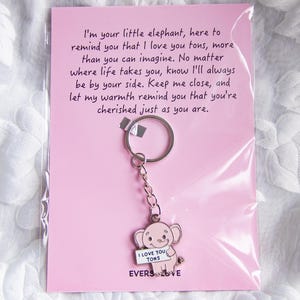 Te amo muchísimo, llavero de elefante con mensaje, regalo de cumpleaños para mejor amigo, amistad, alivio del estrés, muestra de amor, positivo, apoyo.