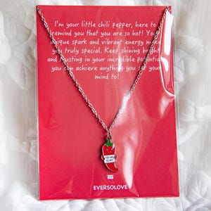 Collar con chile con frase "Eres tan sexy" y tarjeta positiva, regalo de apoyo, regalo divertido, abrazo de bolsillo, salud mental, 47 cm