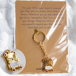 On vous aime, carte de motivation avec porte-clés ours, câlin d'ours de poche, cadeau parfait pour la famille, amis et collègues, cadeau d'anniversaire