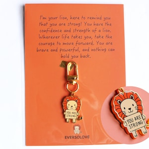 Llavero "Eres Fuerte" con tarjeta de ánimo, dije positivo para bolso, regalo para salud mental y bienestar, confianza y coraje.