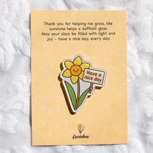 Presente de agradecimento por me ajudar a crescer, presente de professor, tenha um bom dia, fim de semestre, ímã de narciso com cartão de agradecimento