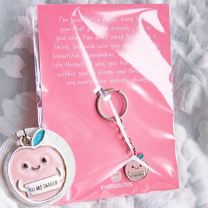 Vous êtes assez, porte-clés pêche avec carte de motivation, prendre soin de soi, amour de soi, cadeau pour la famille, amis et collègues, cadeau d'anniversaire