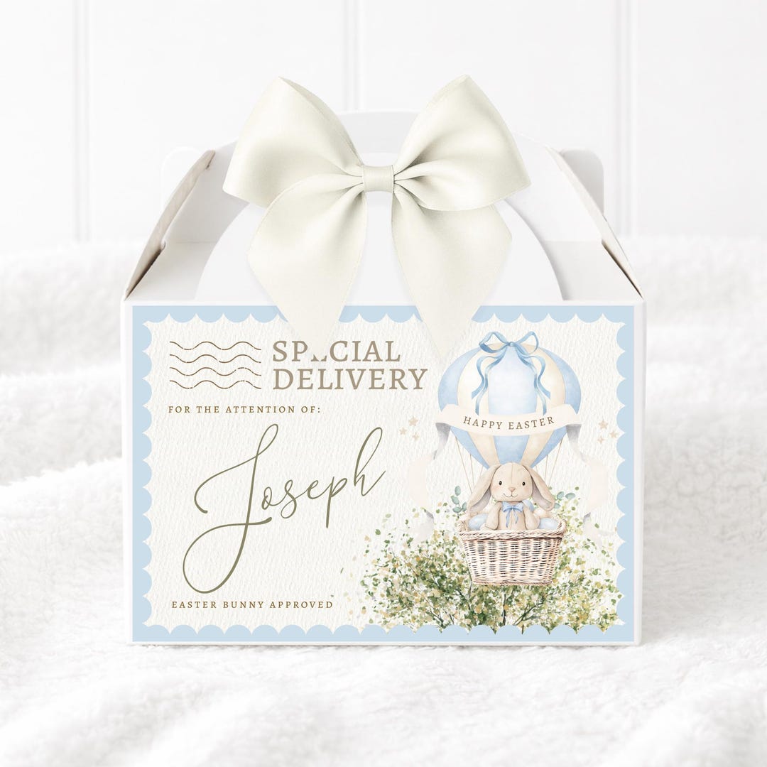 Personalised Easter Treat Box | Bunny Illustration, Empty Favour Box - Etsy